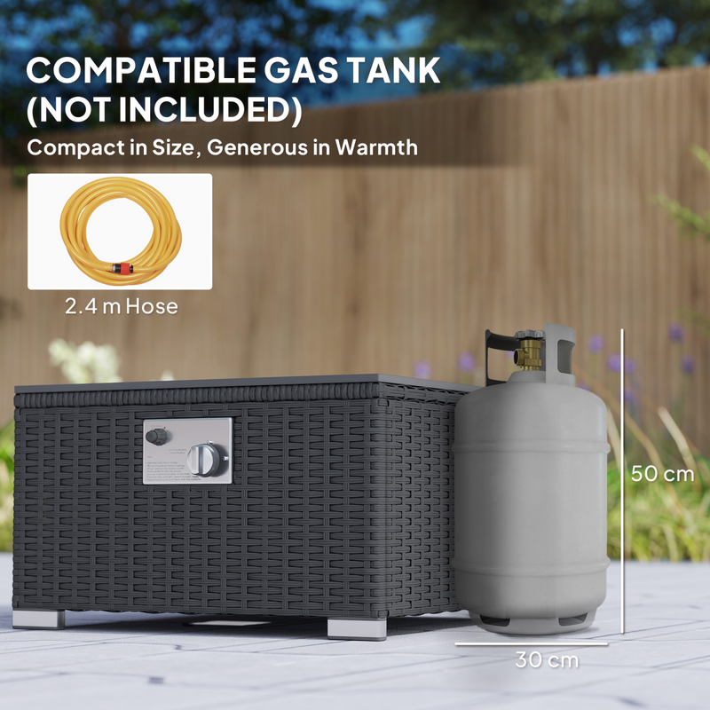 Outsunny 4 Seater Rattan Sofa Set with Footstool Thick Cushions Black Cream