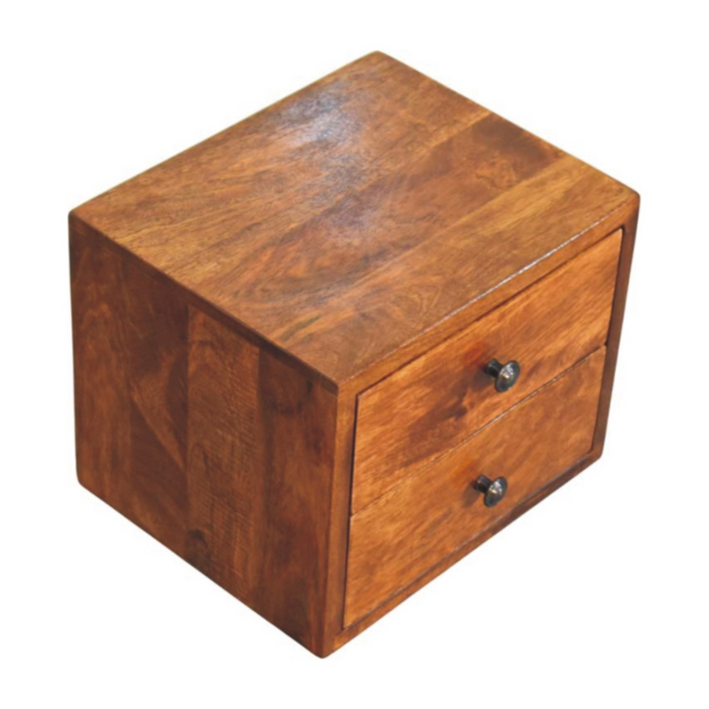 Artisan Furniture Solid Wood Solis 2-Drawer Chestnut Wall Mounted Nightstand