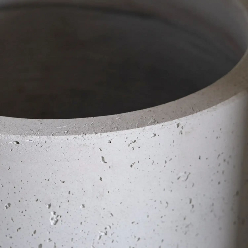 Aurella | White Mist – 55cm Extra Large Concrete Cylinder Planter – 93L Round Plant Pot