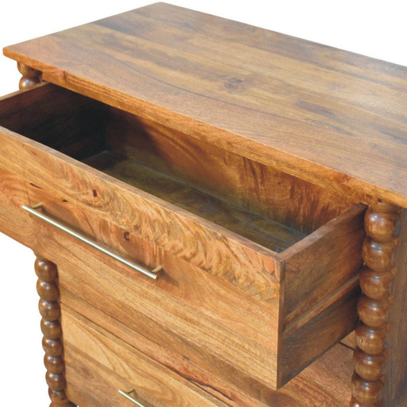Artisan Furniture Solid Wood Spindle 3-Drawer Chest, Brown