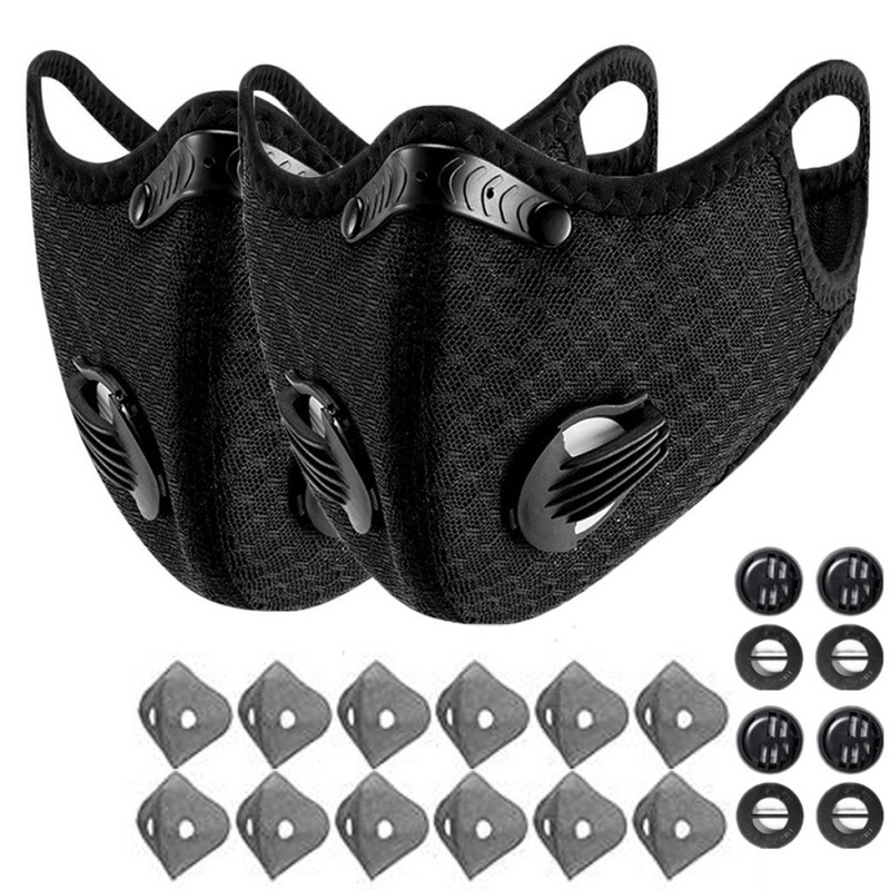 2 Pack Reusable Half Face Cover Mask w/ Filter Cycling Outdoor Sport Face Mask