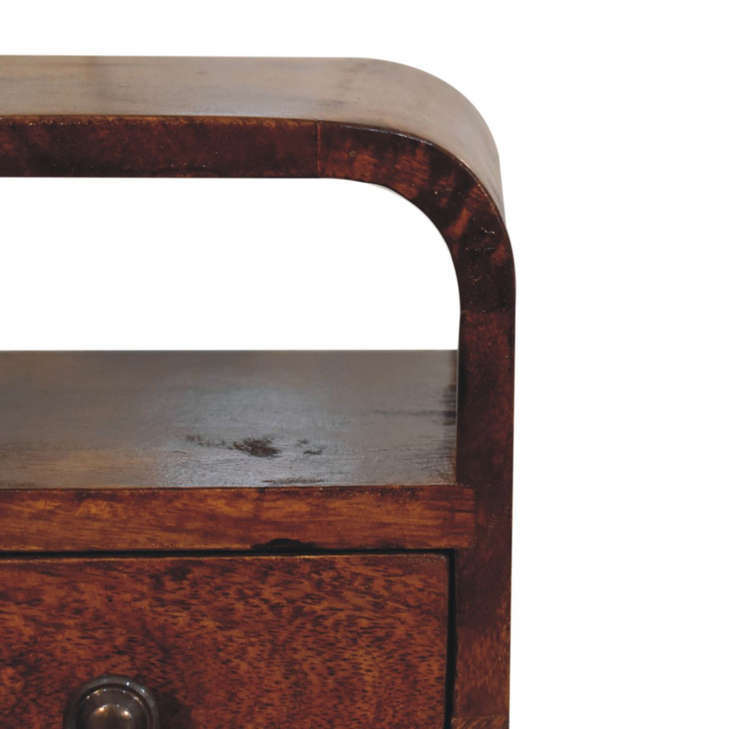 Artisan Furniture Solid Wood Extra Mini Chestnut Curve Open Slot Bedside