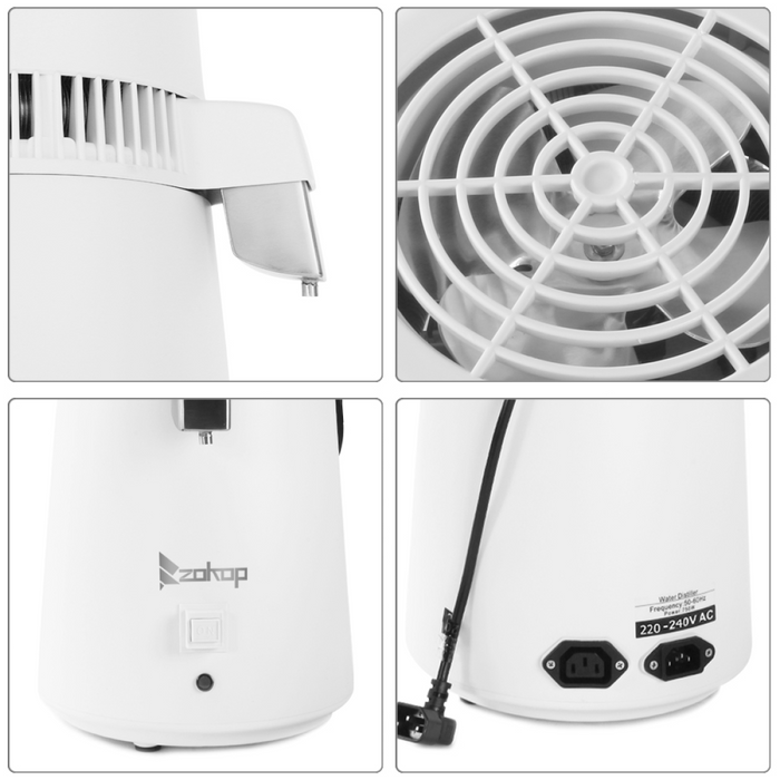 British Standard ZB-1 4L Distilled Water Machine 220V 750W with New Thermostat and Plastic Bottle (Natural Color)