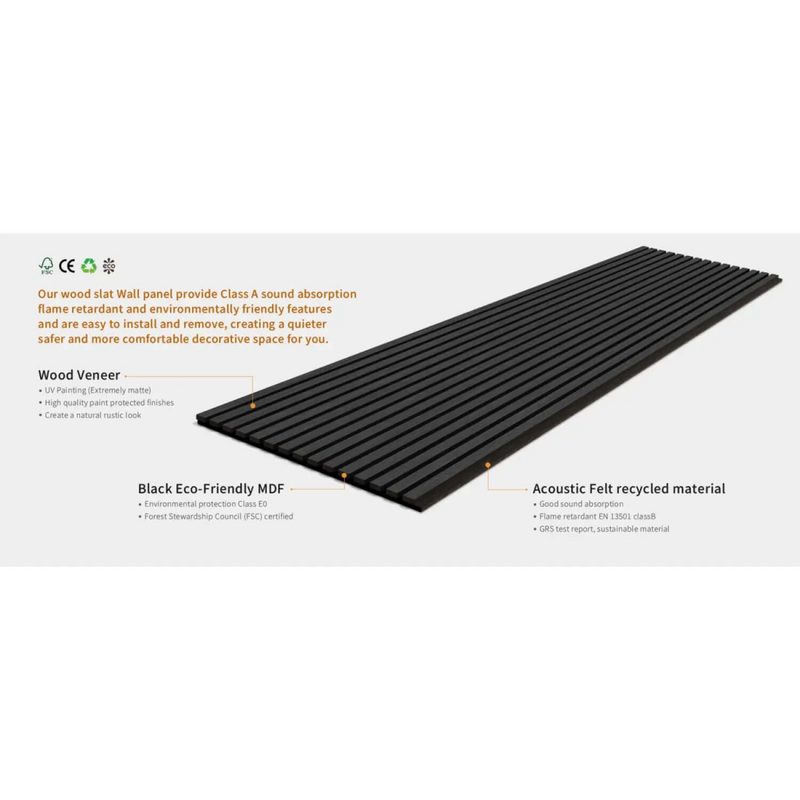 Black Oak Acoustic Wall Panels (3 Pack)