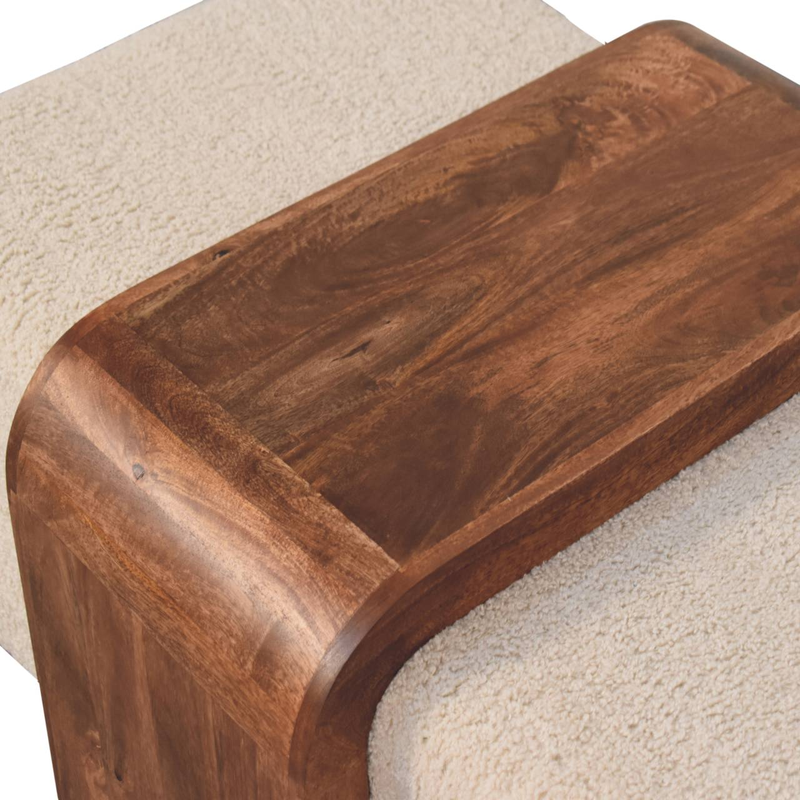 Artisan Furniture Solid Wood Arden Bench Duo, Upholstered, Brown & Cream