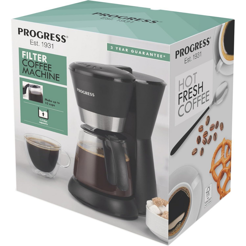 Progress Filter Coffee Maker Machine Auto Shut-Off 1080 W 1.5 L Black