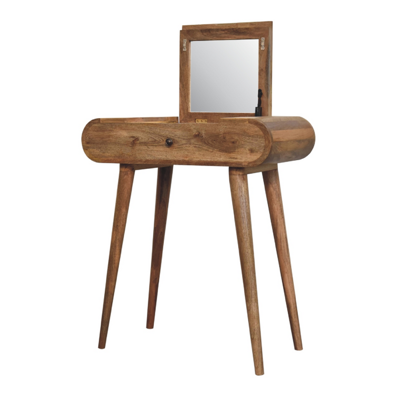 Artisan Furniture Solid Mango Wood Mini Oak-ish Round Dressing Table 79x70x35 cm