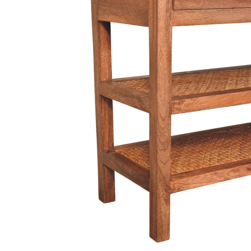 Artisan Furniture Solid Wood Saffron Rattan Console, 2 Drawers & 2 Shelves, Beige