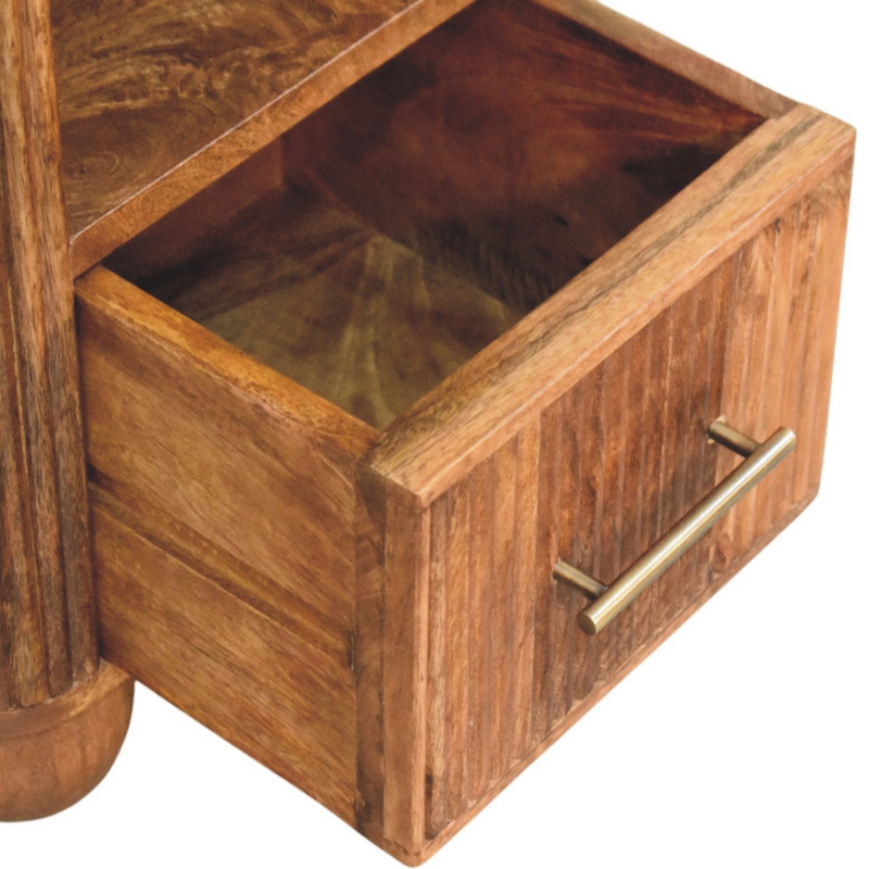 Artisan Furniture Solid Wood Beaumont Marble Bedside, 1 Drawer & 1 Open Slot, Brown & White