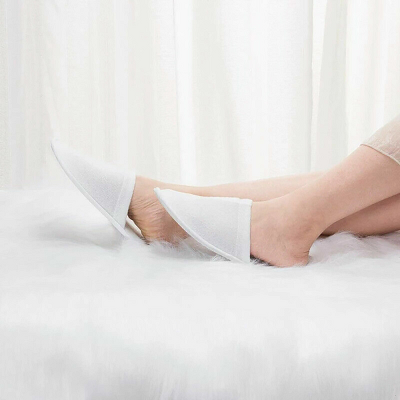 20 Pairs Disposable Terry Towelling Slippers for Spa Hotel Guests, Closed Toe Bulk Pack