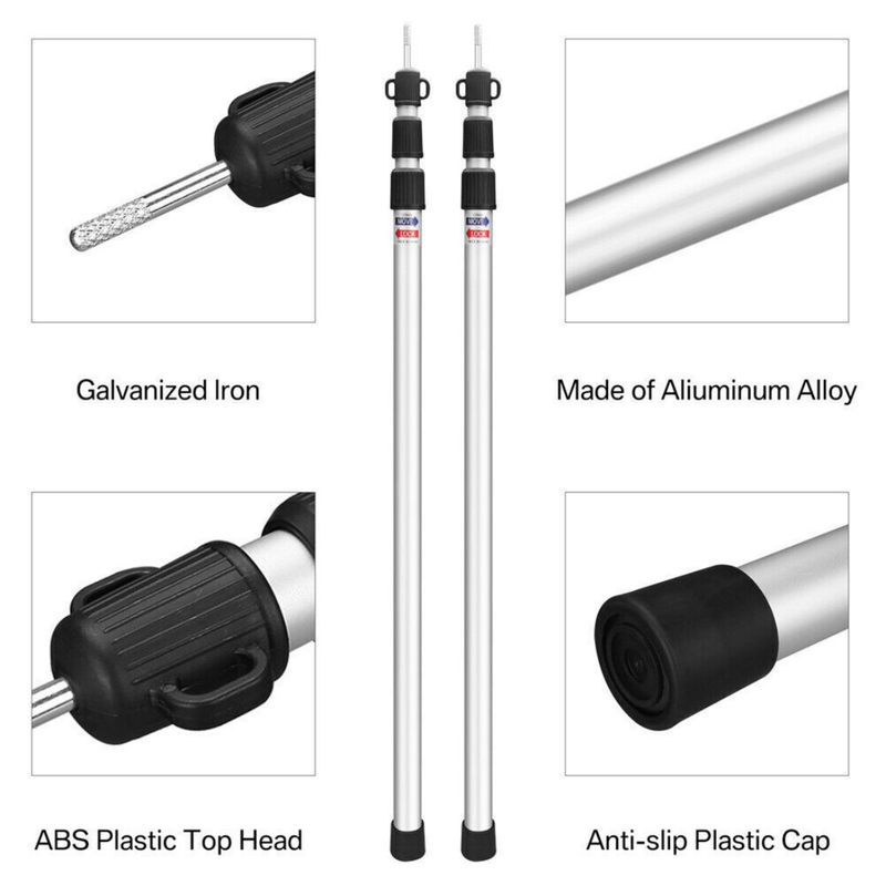 2x 230cm Tent Poles Telescopic Adjustable Awning Canopy Tarp Pole Support Rod UK