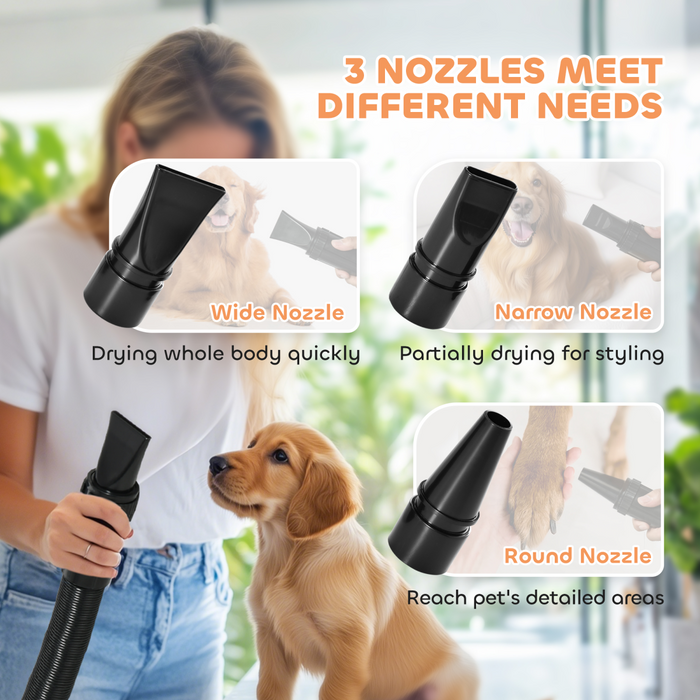 PawHut 2200W Dog Hair Dryer w/ Auto Adjustable Temperature & Airflow, White