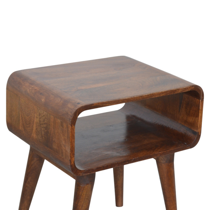 Artisan Furniture Solid Wood Curved Open Chestnut Bedside
