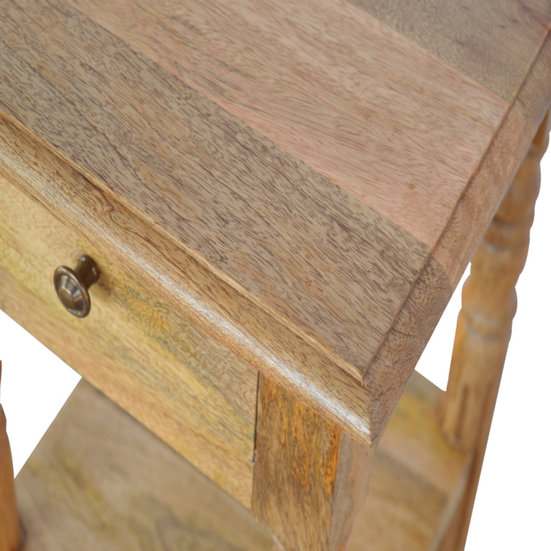Artisan Furniture Solid Wood Turned Leg Telephone Table, 1 Drawer & 2 Open Slots, Beige