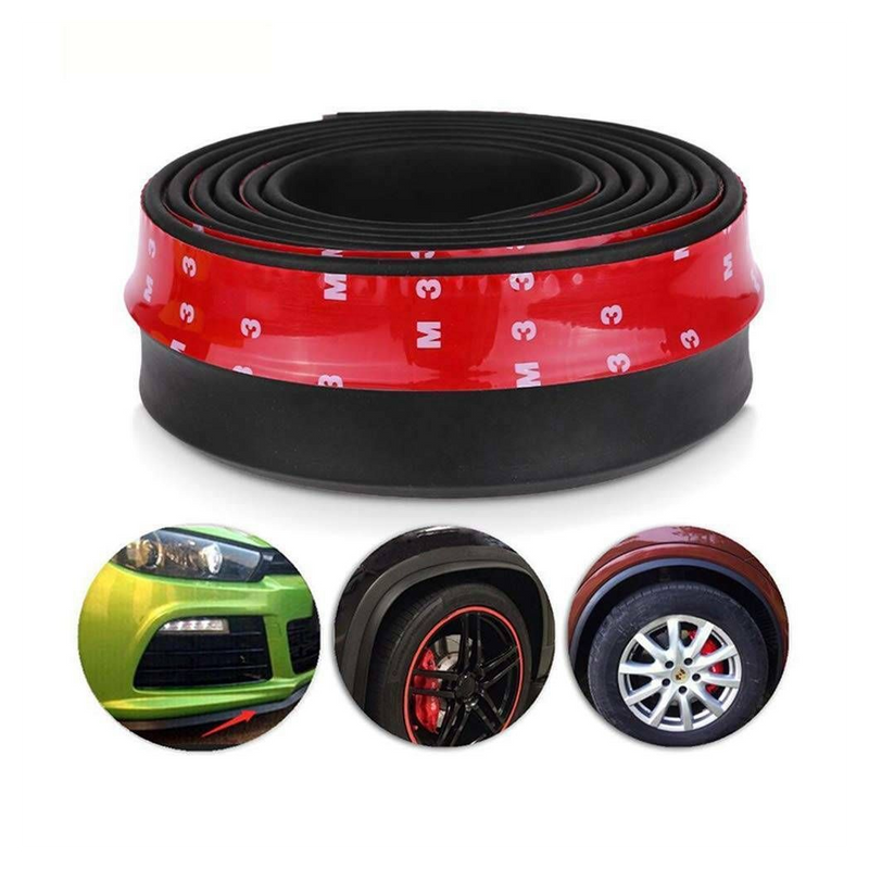 Universal Car Lip Skirt Protector Rubber Splitter Front Bumper Spoiler Side 2.5M