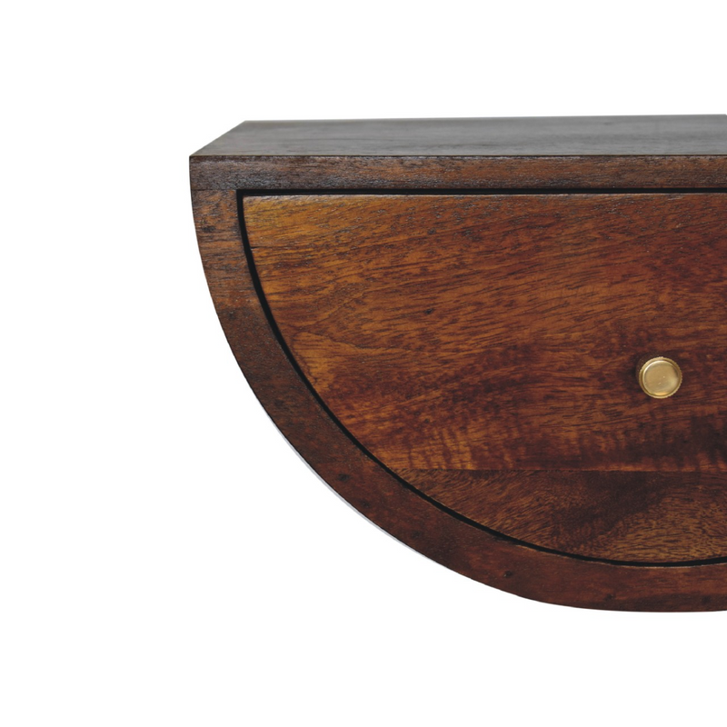 Artisan Furniture Solid Wood Chestnut Crescent Floating Bedside