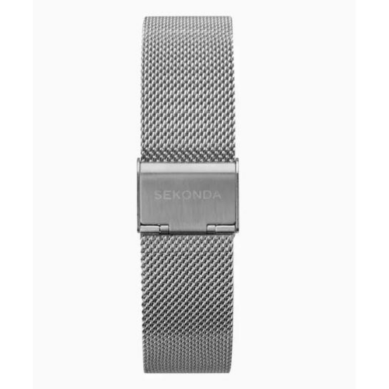 Sekonda Mens Fashion Dated 40mm 5ATM White Dial Silver Mesh Bracelet Watch 1940