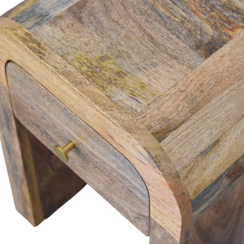 Artisan Furniture Solid Wood Mini Darcy Oak-ish Nightstand with Curved Edges