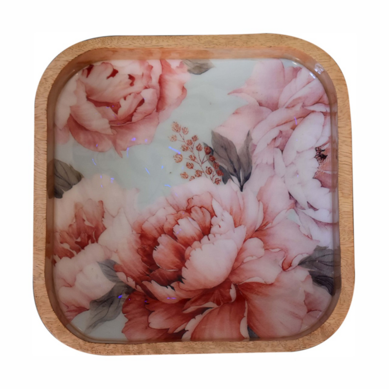Artisan Furniture Serveware - Pink Floral Square Bowl Set of 2