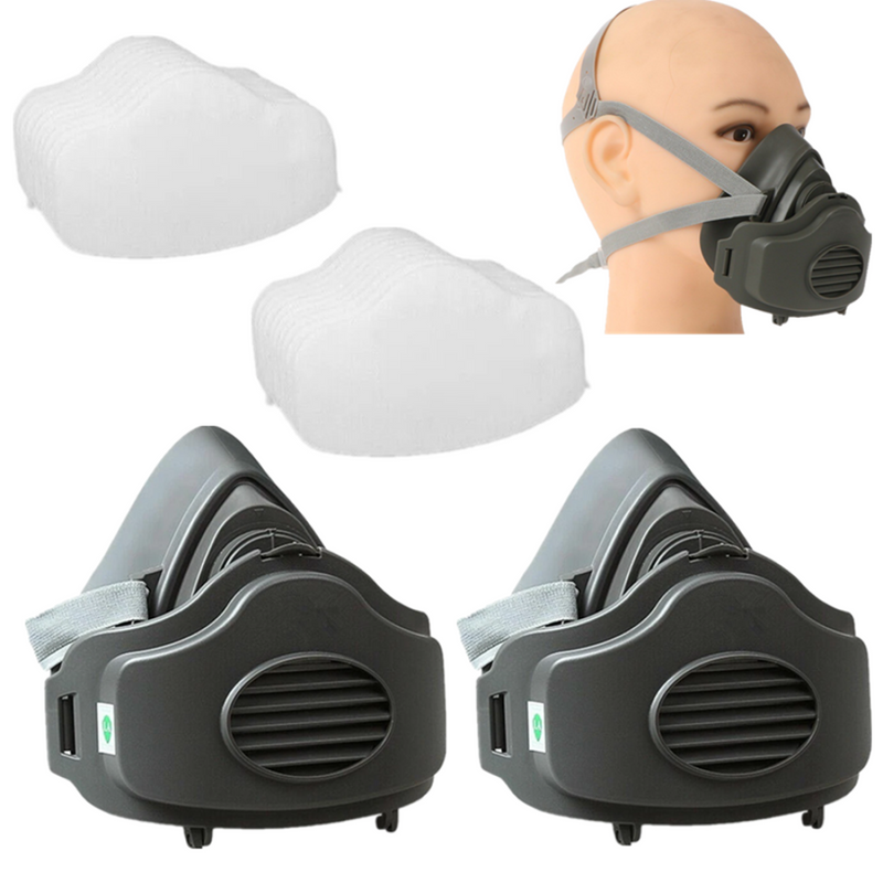 （2Pack）Reusable Half Face Cover Respirator Dust Mask for Woodworking Painting Welding