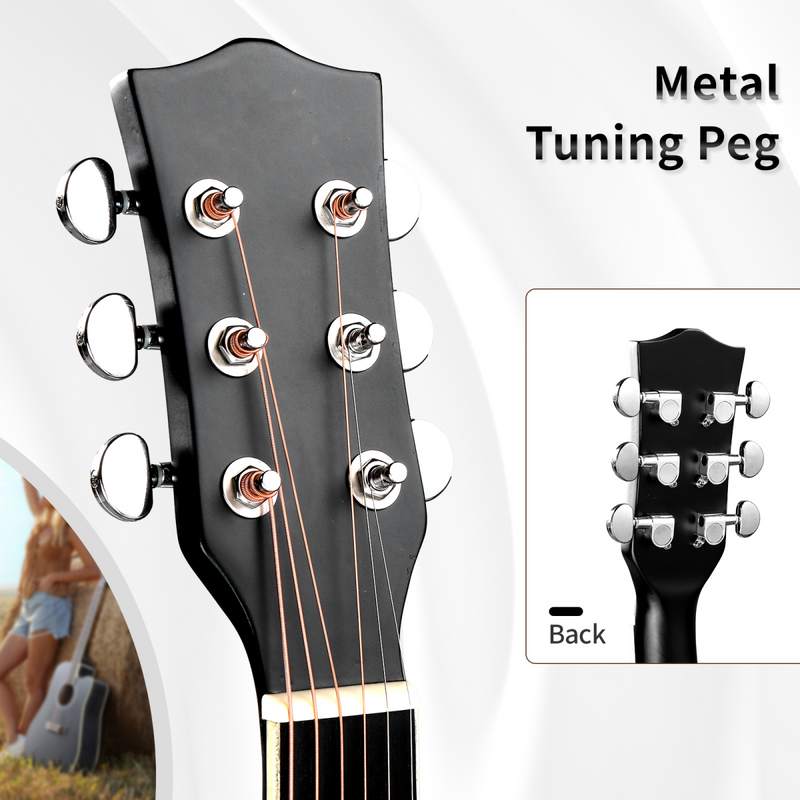 41In Basswood Panel Matte Edging Folk Guitar with 10W Amplifier Bag Tuner and other Accessories Black
