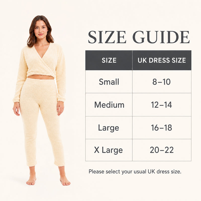 Women's Ultra Soft Teddy Fleece Loungewear Set Long Sleeve Wrap Top and Stretch Fit Pants Ideal for Relaxing and Sleeping Daisy Dreamer