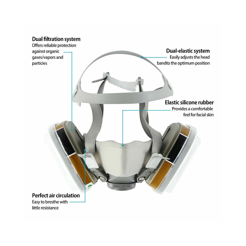 17 In 1 Full Face Mask 6200 Gas Mask Facepiece Spray Respirator Filter Chemical