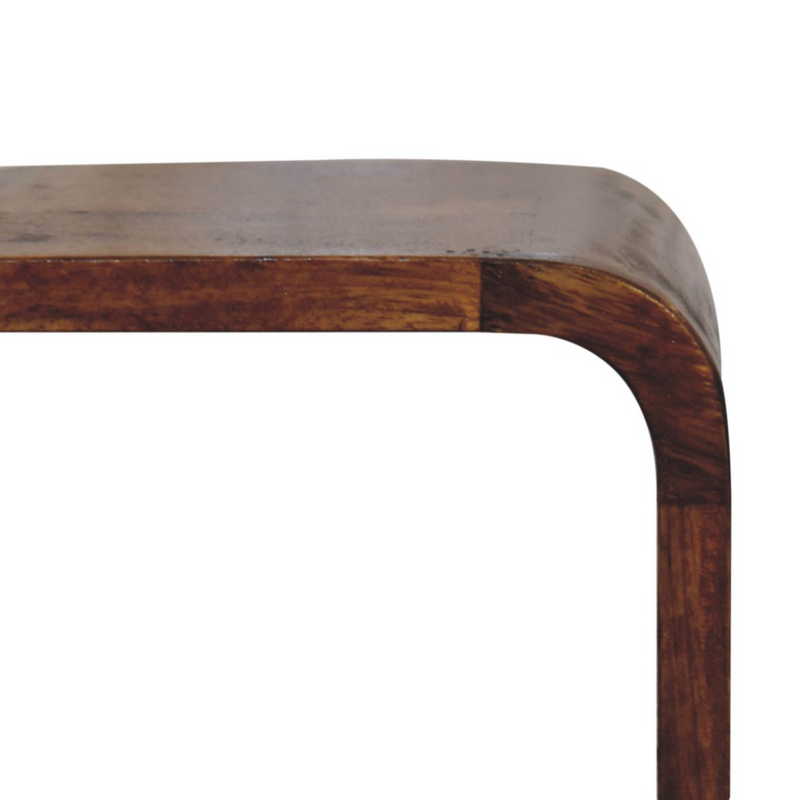 Artisan Furniture Solid Wood Extra Mini Minimalist Open Curved Chestnut Bedside