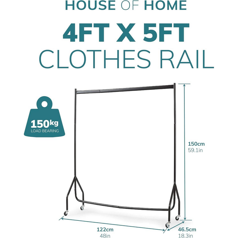4ft Super Strong Heavy Duty Clothes Rail - White