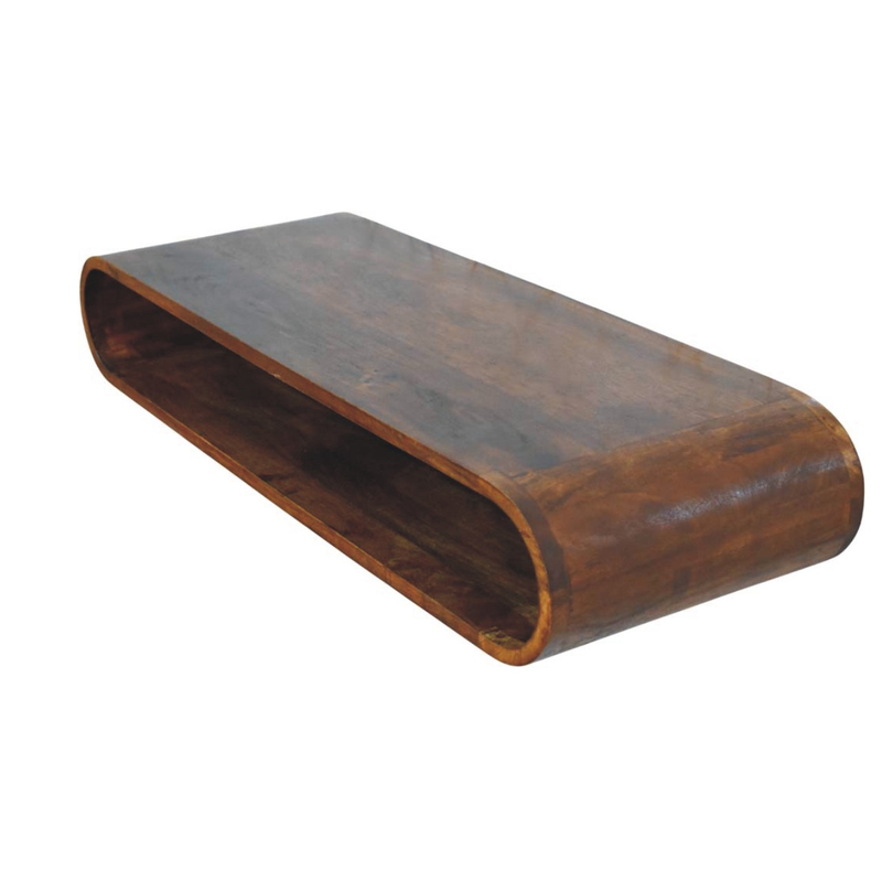 Artisan Furniture Solid Wood Arc Wall-Mounted Media Console, 1 Shelf, Brown