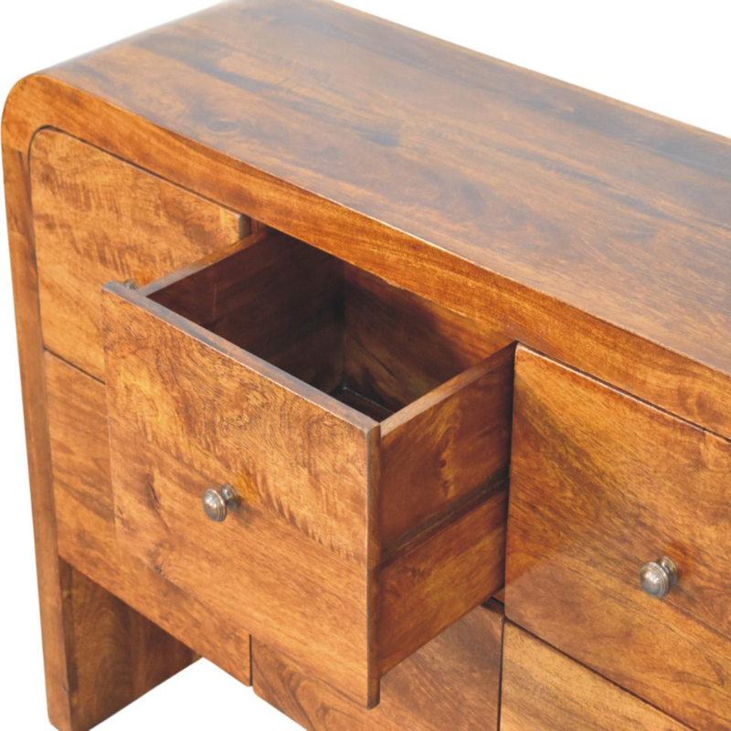 Artisan Furniture Solid Wood Darcy 3 over 3 Drawer Chest in Chestnut Finish, Brown