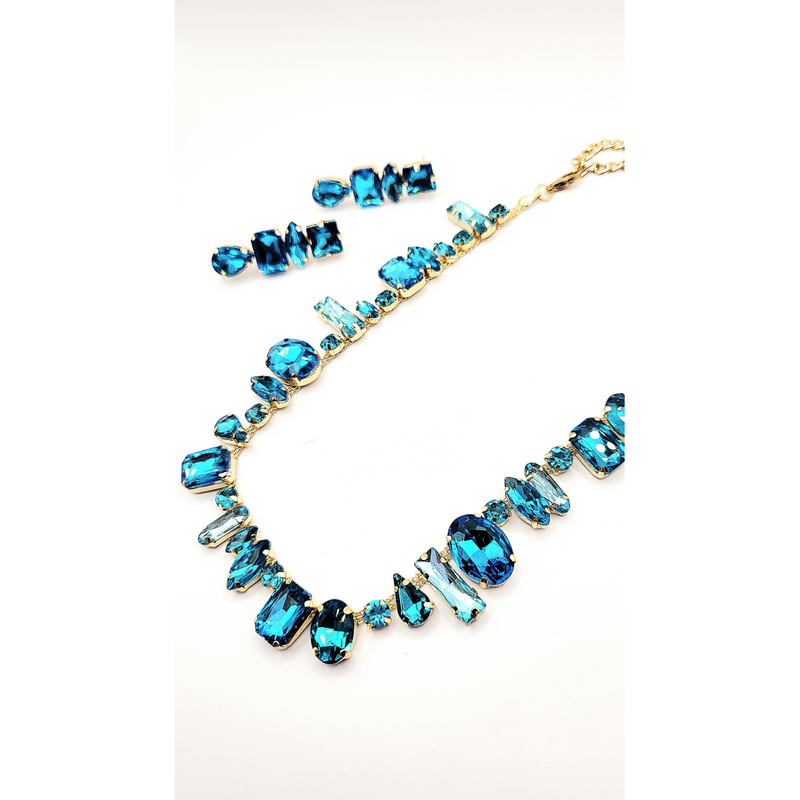 Blue Crush Crystal Necklace & Earring Set