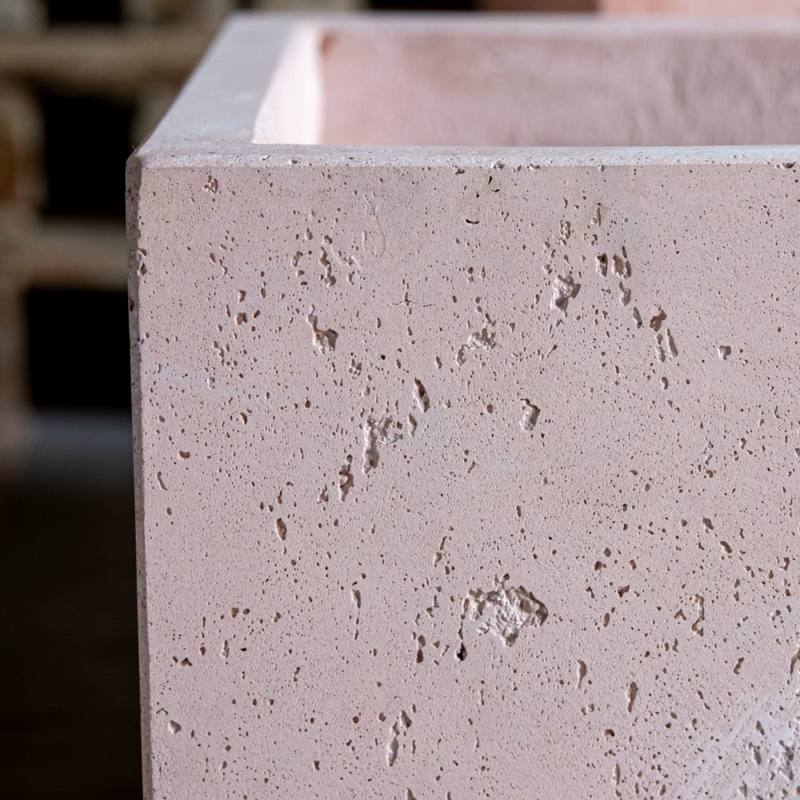Cubrosa | Blushstone – 30cm Medium Square Concrete Planter – 14L Cube Plant Pot