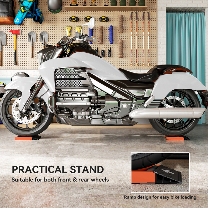 HOMCOM Motorcycle Wheel Roller Stand for Tyre Cleaning and Chain Lubrication