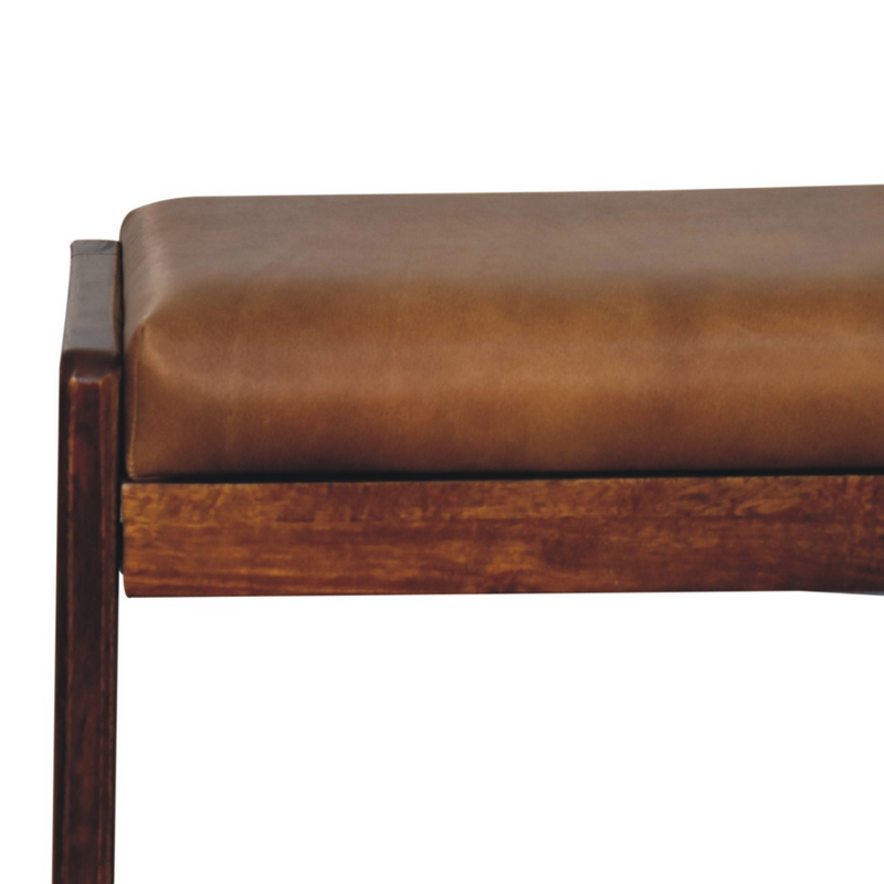 Artisan Furniture Solid Mango Wood Buffalo Hallway Footstool