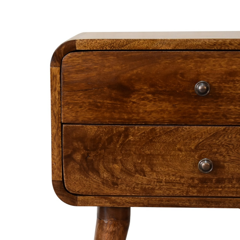 Artisan Furniture Solid Wood Curved Chestnut Bedside