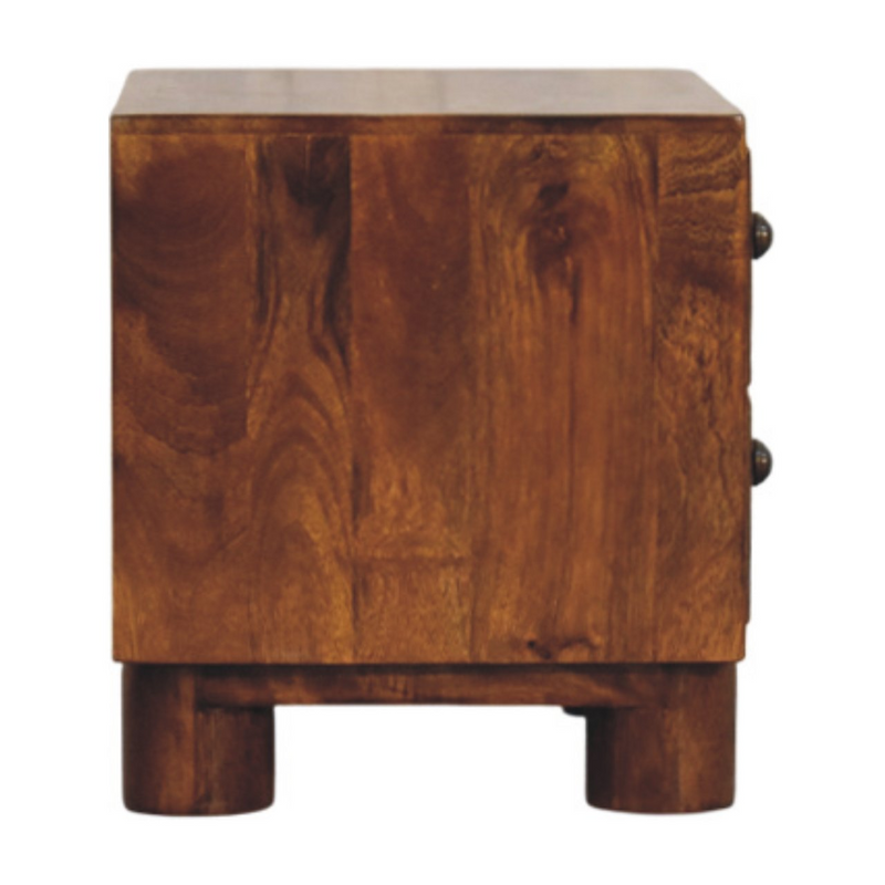 Artisan Furniture Solid Wood Tula Chestnut Nightstand, 2 Drawers, Dark Brown