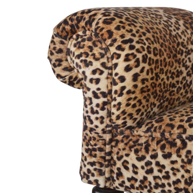 Artisan Furniture Solid Wood Leopard Print Velvet Bench