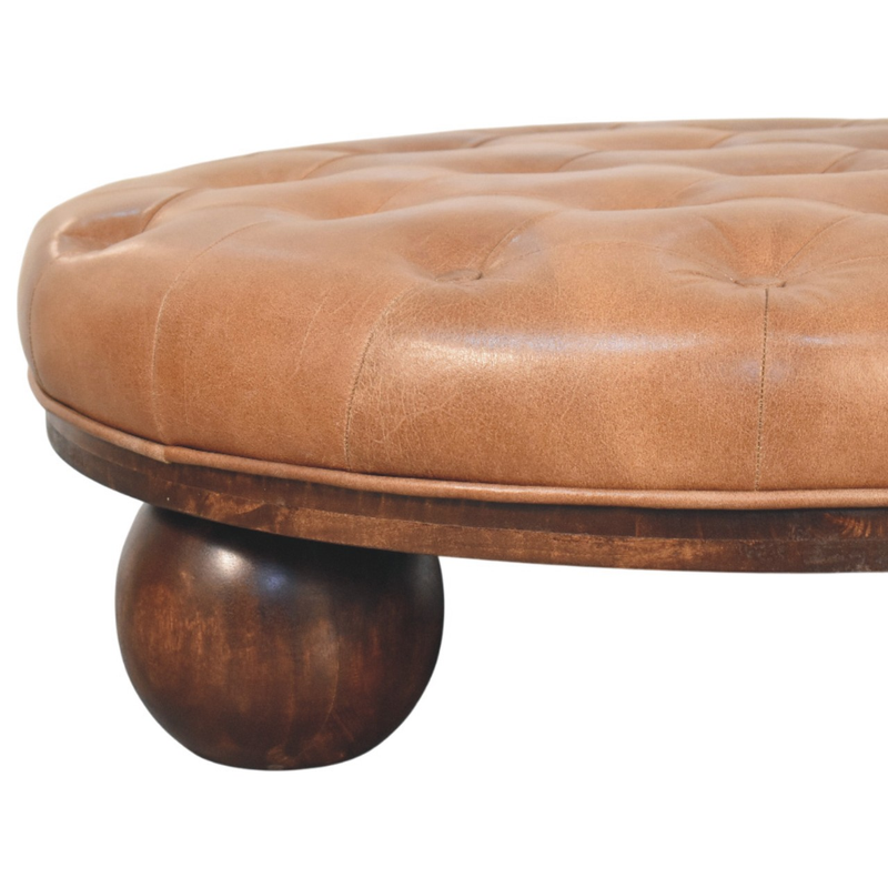 Artisan Furniture Solid Wood Sfera Coffee Table, Upholstered, Brown