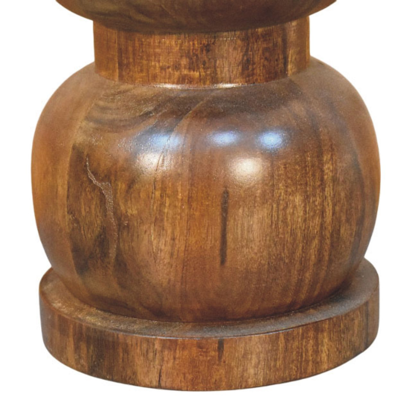 Artisan Furniture Solid Wood Marble Top Bulla Side Table, Brown & White