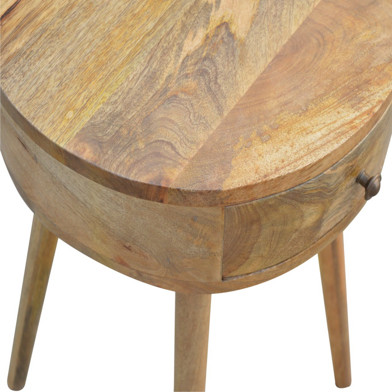 Artisan Furniture Solid Wood Nordic Circular Shaped Bedside