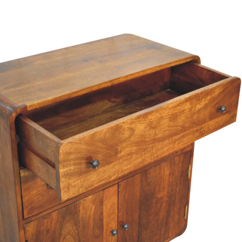 Artisan Furniture Solid Mango Wood Curved Nordic Charm Cabinet