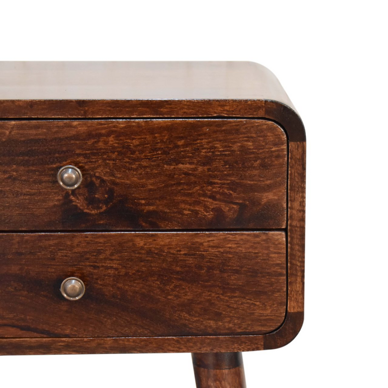 Artisan Furniture Solid Wood Curved Dark Walnut Bedside