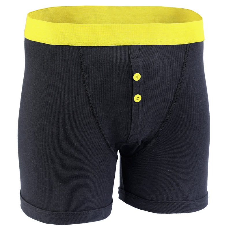 12 Pack Classic Menswear Black Cotton Blend Boxer Shorts Breathable Activewear Comfortable Stretch Colourful Waistband Durable Lightweight Button Fly Underwear MB08 by Sock Stack