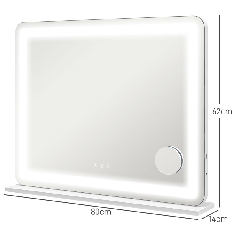 Vanity Mirror White Glass Metal Large Size 50,000-hour LED lifespan