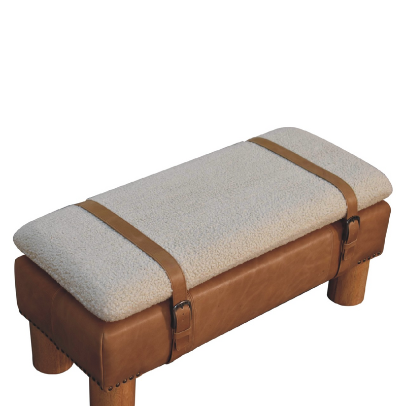 Artisan Furniture Solid Wood Strapped Cyclinder Bench