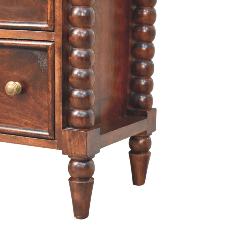 Artisan Furniture Solid Wood Spindle Winewood Chest, 3 Drawers, Brown
