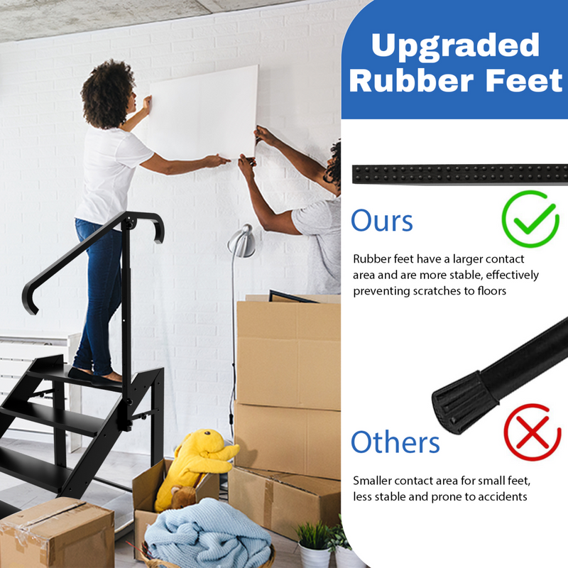 Folding 4 Step Ladder, Step Stool Foldable, RV Steps with Non Slip Feets, Max Load Capacity 660lbs Hot Tub Steps for Home, Travel Trailer, Camper, Mobile Home, Spa, and Porch