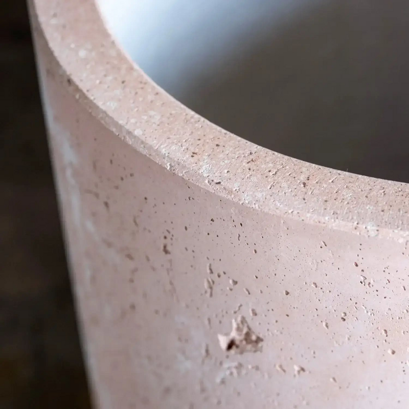Aurella | Blushstone – 55cm Extra Large Concrete Cylinder Planter – 93L Round Plant Pot