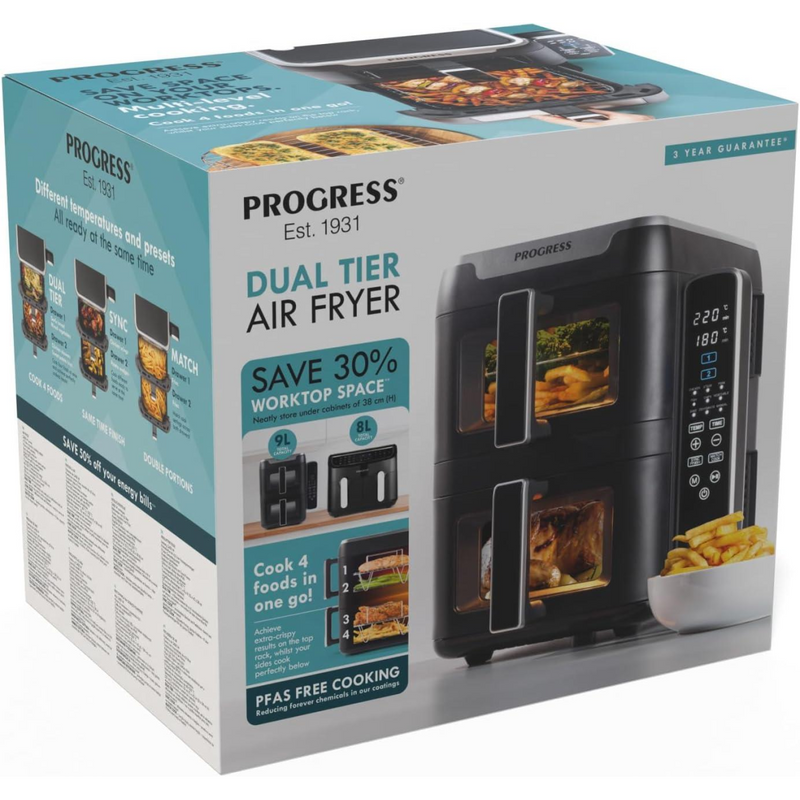 Progress Dual Tier 9L Air Fryer 2400W